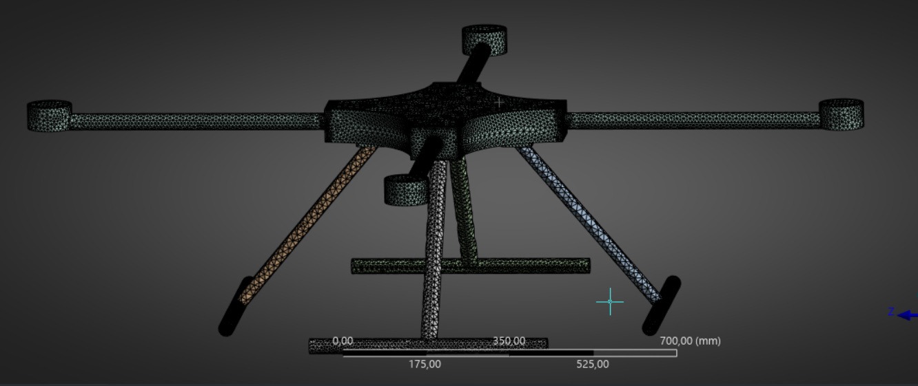 CAD model of the quadcopter chassis